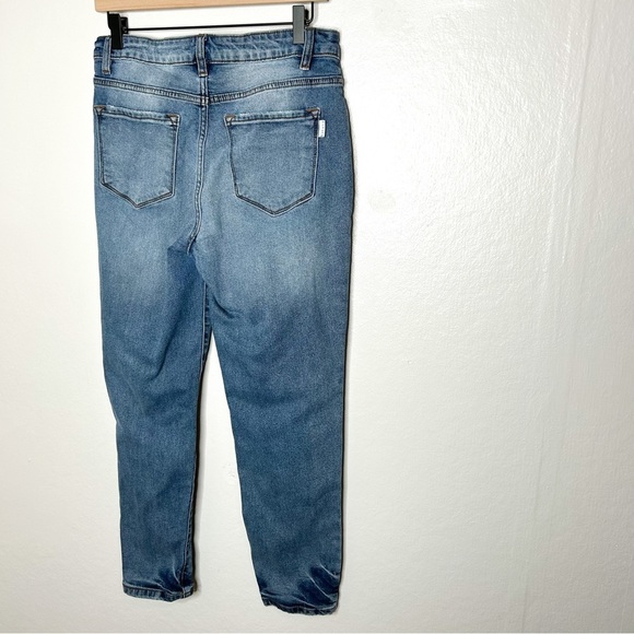 Nature Denim High Rise Button Fly Slim Straight Leg Distressed‎ Jeans 28 - Picture 6 of 8